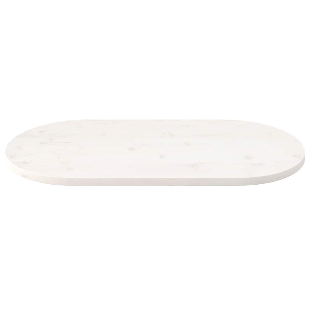 Piano Tavolo Bianco 90x45x2,5cm in Legno Massello di Pino Ovale | homemem39