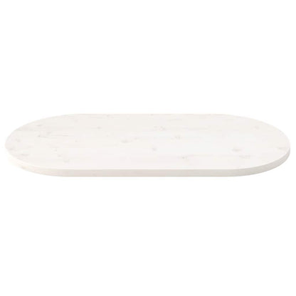 Piano Tavolo Bianco 90x45x2,5cm in Legno Massello di Pino Ovale | homemem39