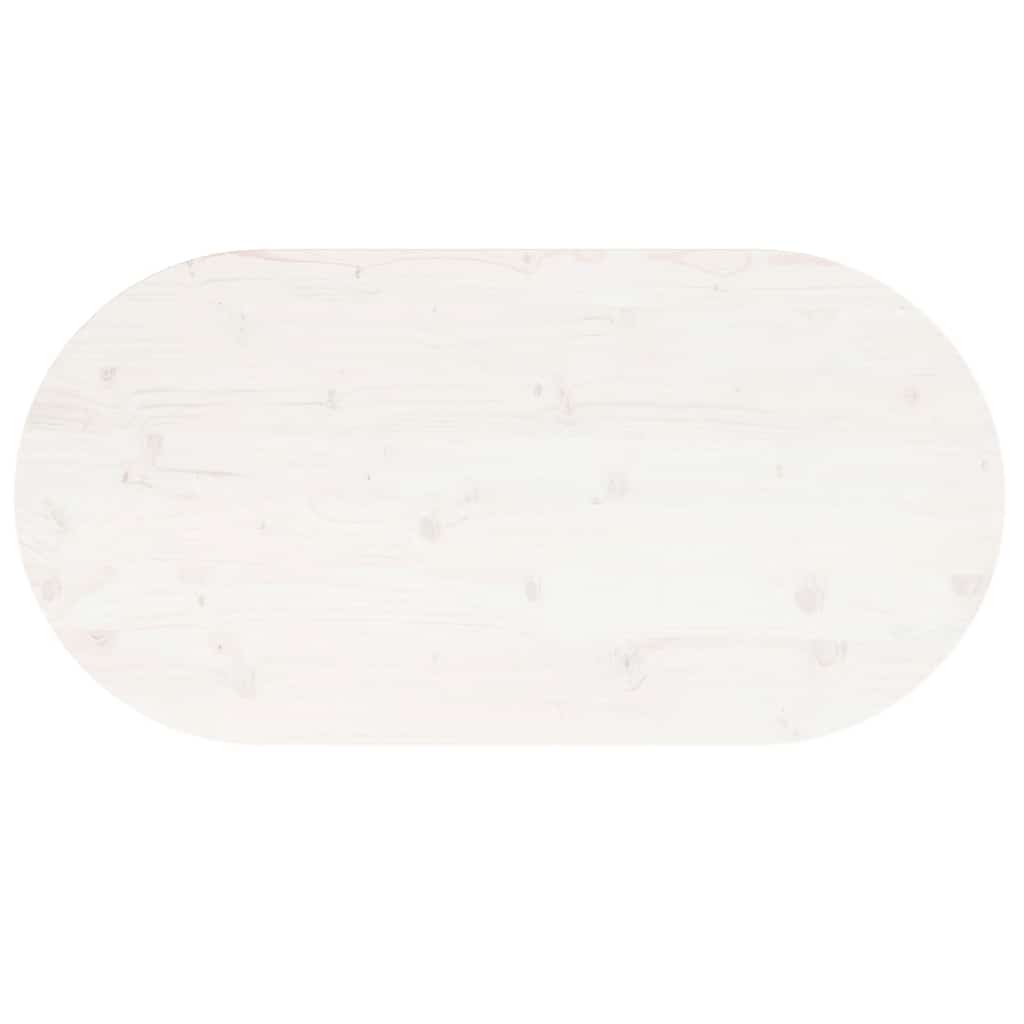 Piano Tavolo Bianco 100x50x2,5 cm Legno Massello di Pino Ovale | homemem39
