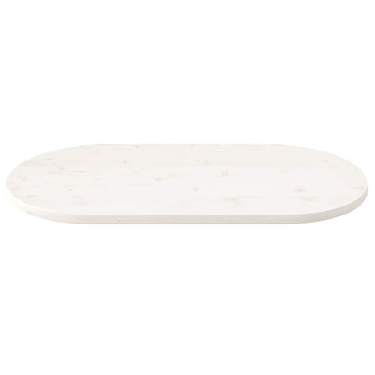 Piano Tavolo Bianco 110x55x2,5 cm Legno Massello di Pino Ovale | homemem39