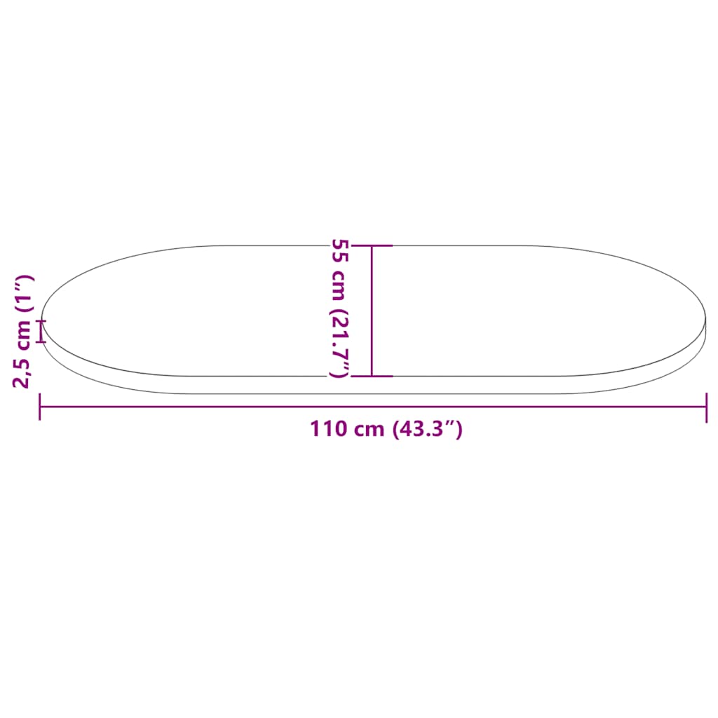 Piano Tavolo Bianco 110x55x2,5 cm Legno Massello di Pino Ovale | homemem39