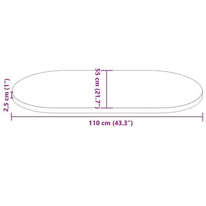 Piano Tavolo Bianco 110x55x2,5 cm Legno Massello di Pino Ovale | homemem39