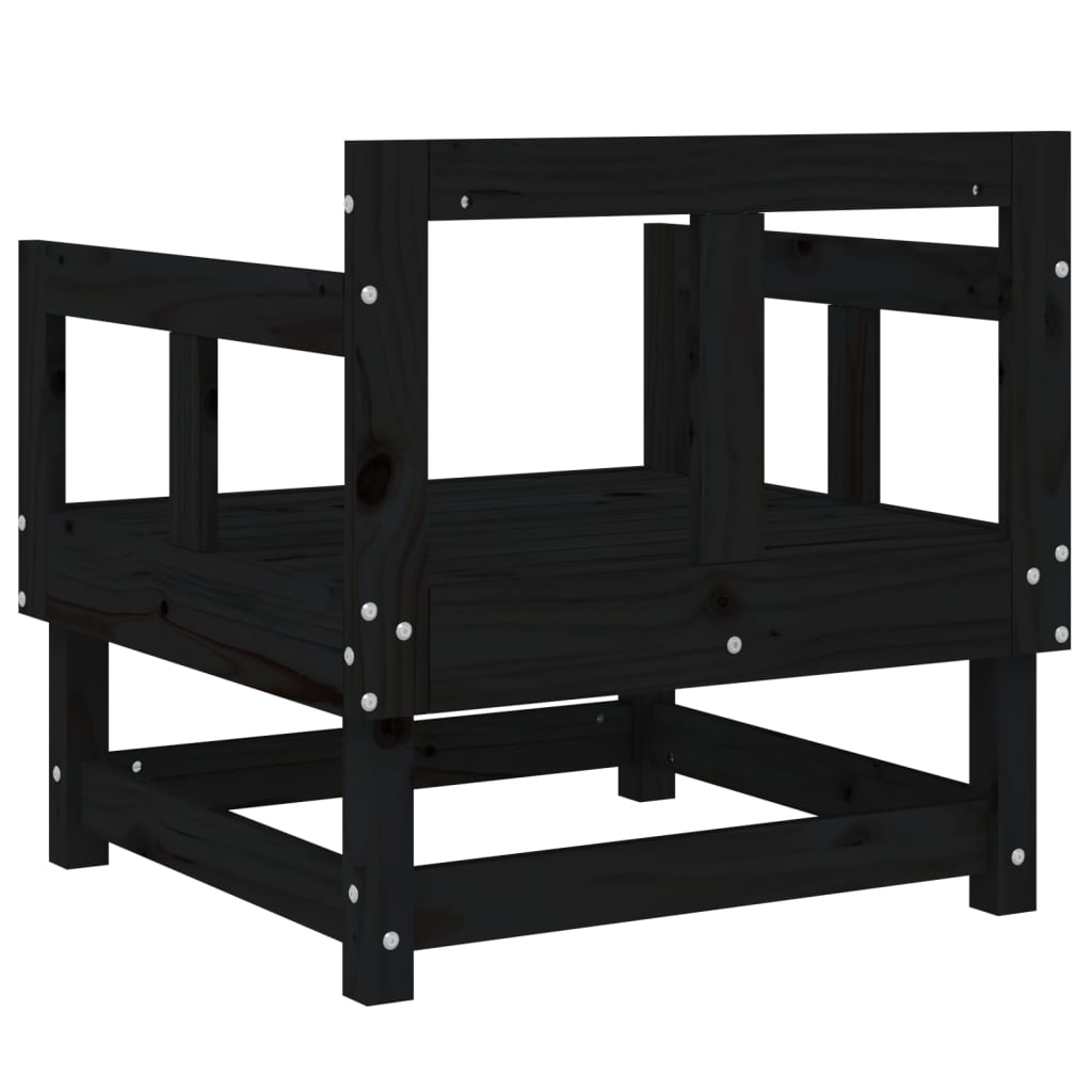 Sedie da Giardino 2 pz Nere in Legno Massello di Pino - homemem39