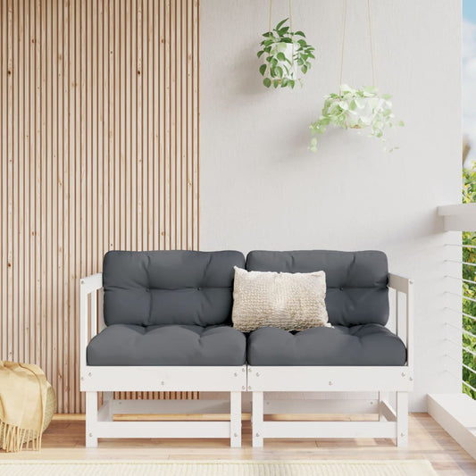 Divani Angolari da Giardino 2 pz Bianchi Legno Massello di Pino | homemem39