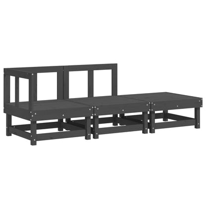 Set Salotto da Giardino 3 pz Grigio in Legno Massello di Pino - homemem39