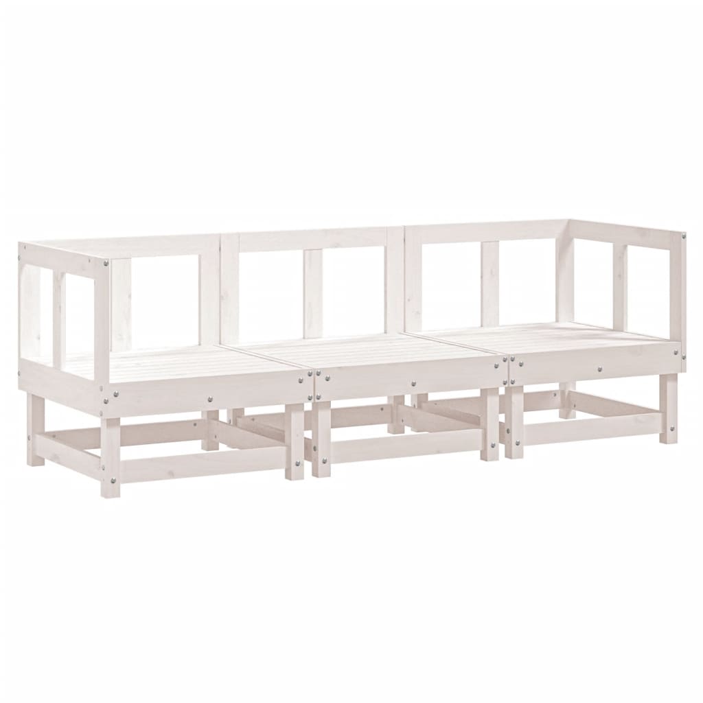 Set Salotto da Giardino 3 pz Bianco in Legno Massello di Pino - homemem39