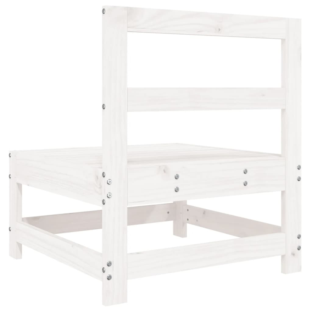 Divano Centrale da Giardino Bianco in Legno Massello di Pino - homemem39