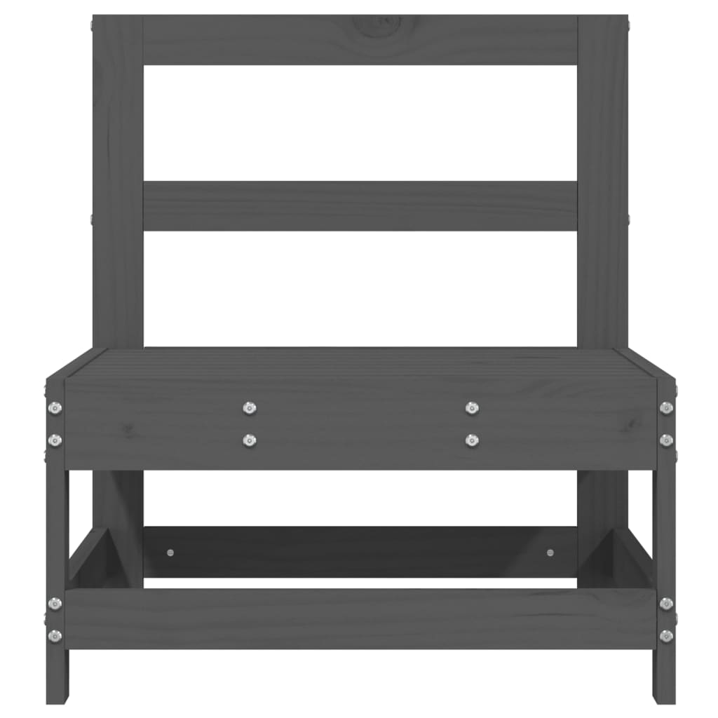 Divano Centrale da Giardino Grigio in Legno Massello di Pino - homemem39