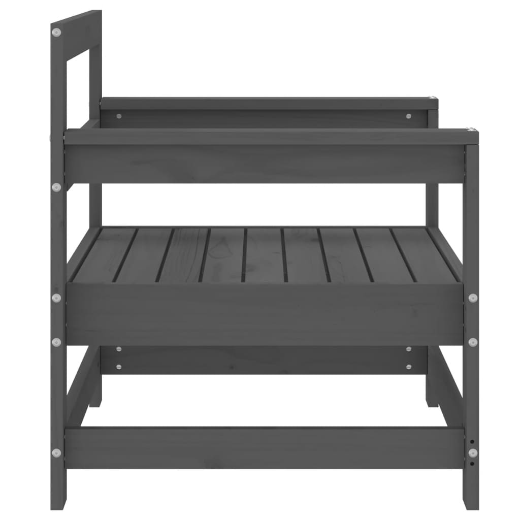 Sedie da Giardino 2pz Grigie in Legno Massello Pino | homemem39