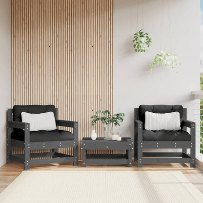 Sedie da Giardino 2pz Grigie in Legno Massello Pino | homemem39