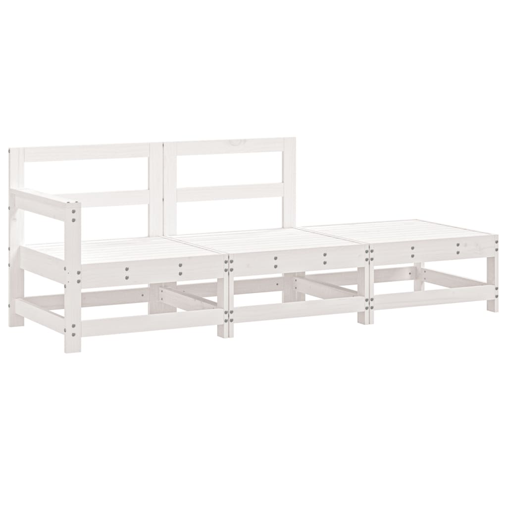 Set Salotto da Giardino 3 pz Bianco in Legno Massello di Pino - homemem39