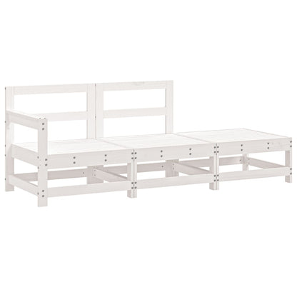 Set Salotto da Giardino 3 pz Bianco in Legno Massello di Pino - homemem39