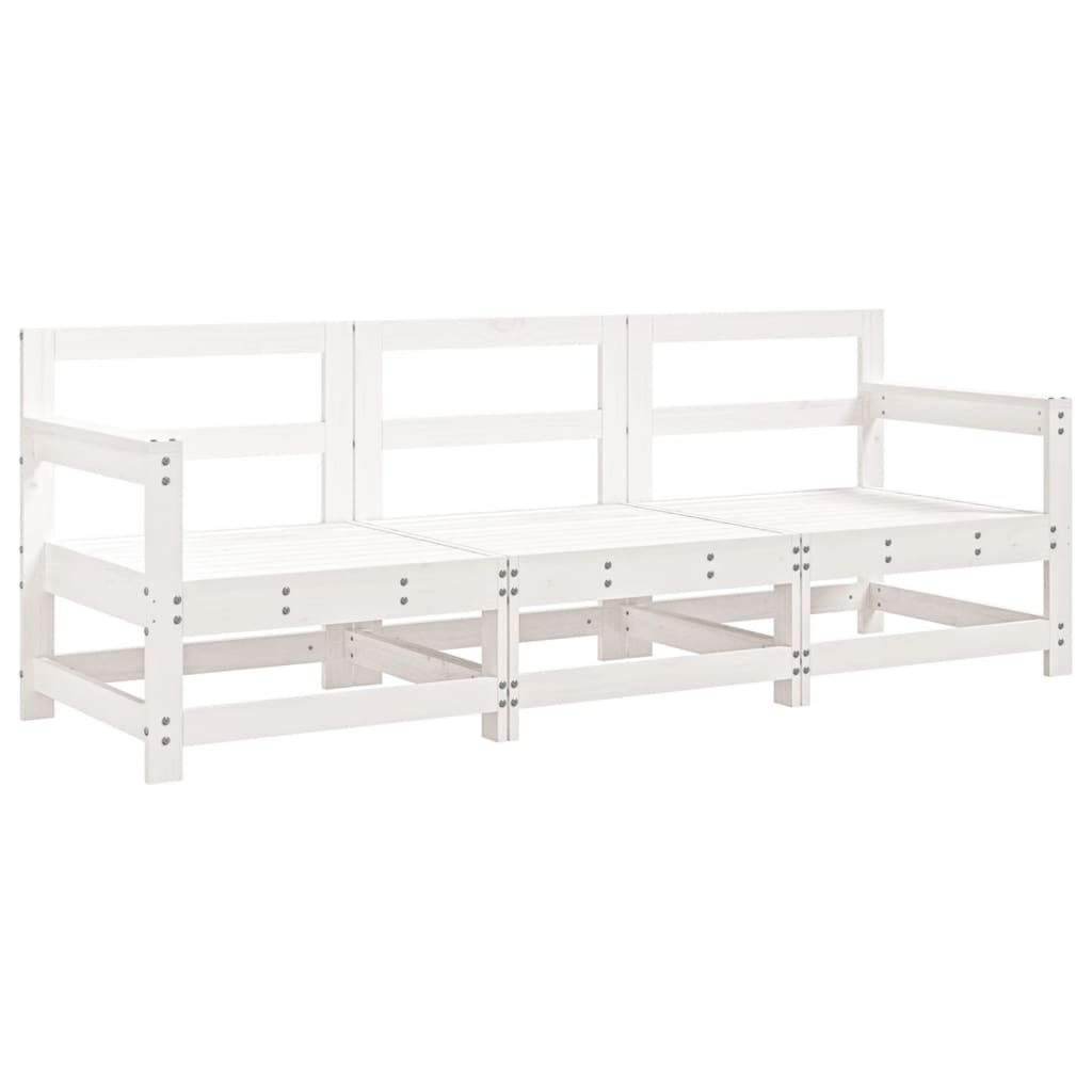 Set Salotto da Giardino 3 pz Bianco in Legno Massello di Pino | homemem39