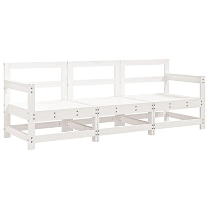 Set Salotto da Giardino 3 pz Bianco in Legno Massello di Pino | homemem39