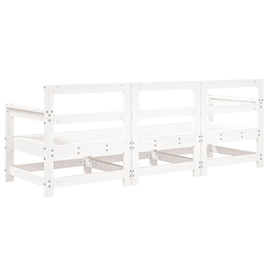 Set Salotto da Giardino 3 pz Bianco in Legno Massello di Pino | homemem39