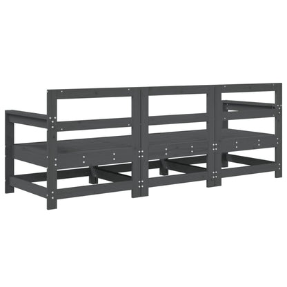 Set Salotto da Giardino 3 pz Grigio in Legno Massello di Pino - homemem39