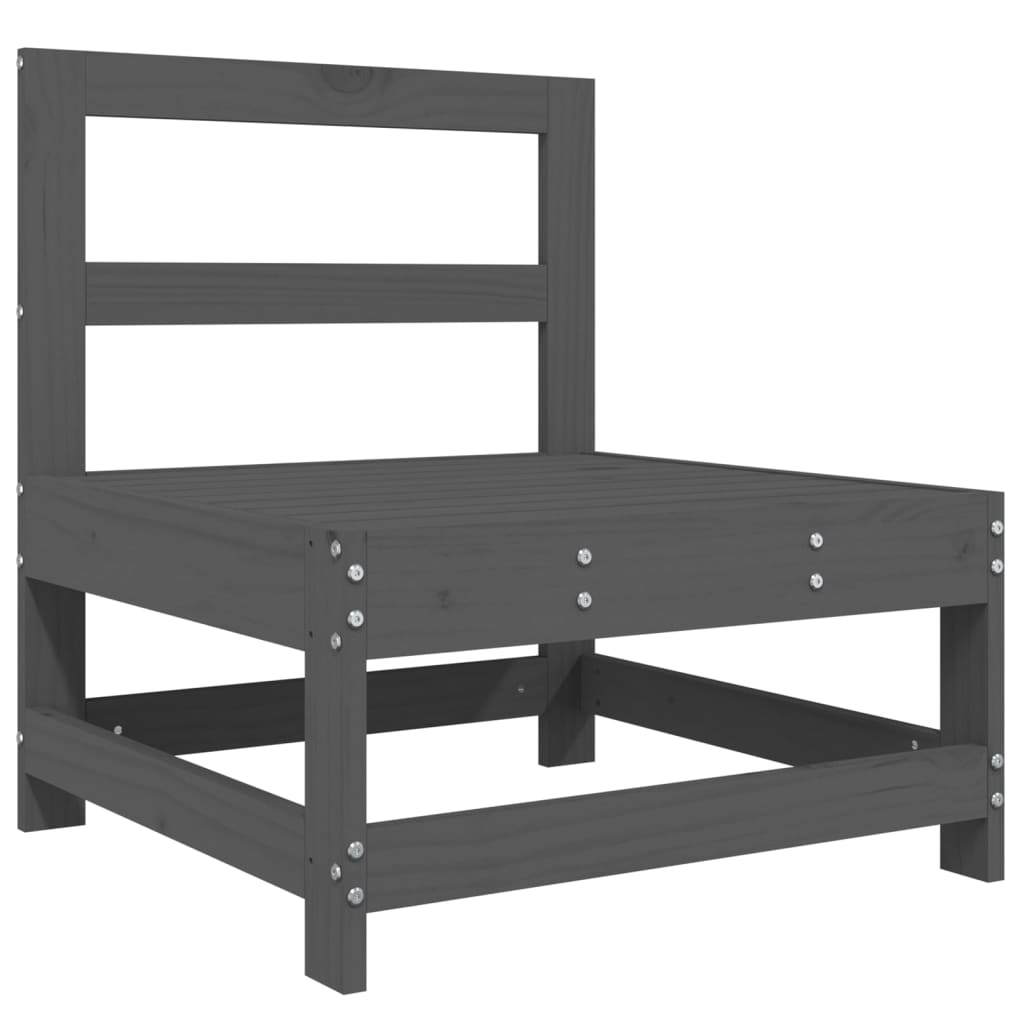 Set Salotto da Giardino 3 pz Grigio in Legno Massello di Pino - homemem39