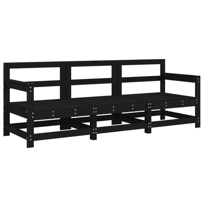 Set Salotto da Giardino 3 pz Nero in Legno Massello di Pino - homemem39