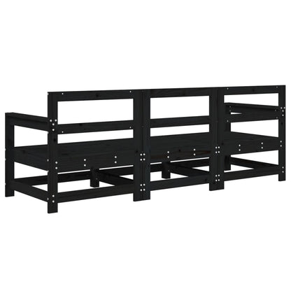Set Salotto da Giardino 3 pz Nero in Legno Massello di Pino - homemem39
