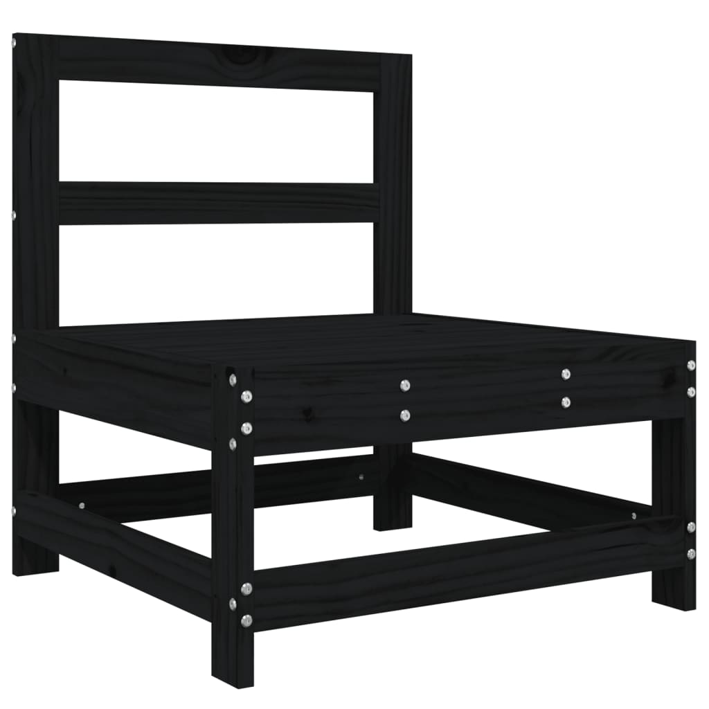 Set Salotto da Giardino 3 pz Nero in Legno Massello di Pino - homemem39