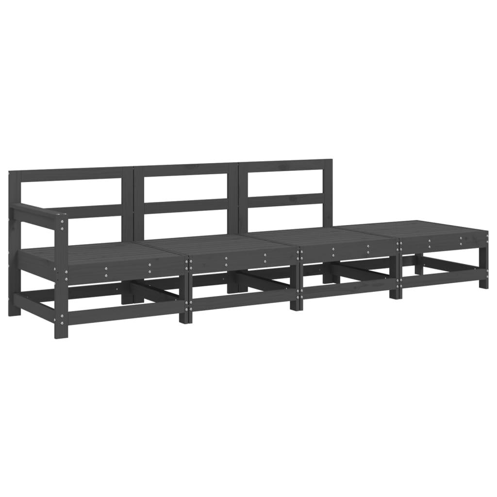 Set Salotto da Giardino 4 pz Grigio in Legno Massello di Pino | homemem39