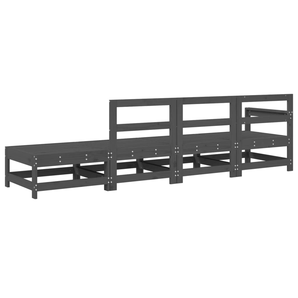 Set Salotto da Giardino 4 pz Grigio in Legno Massello di Pino | homemem39