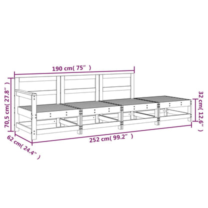 Set Salotto da Giardino 4 pz Grigio in Legno Massello di Pino | homemem39