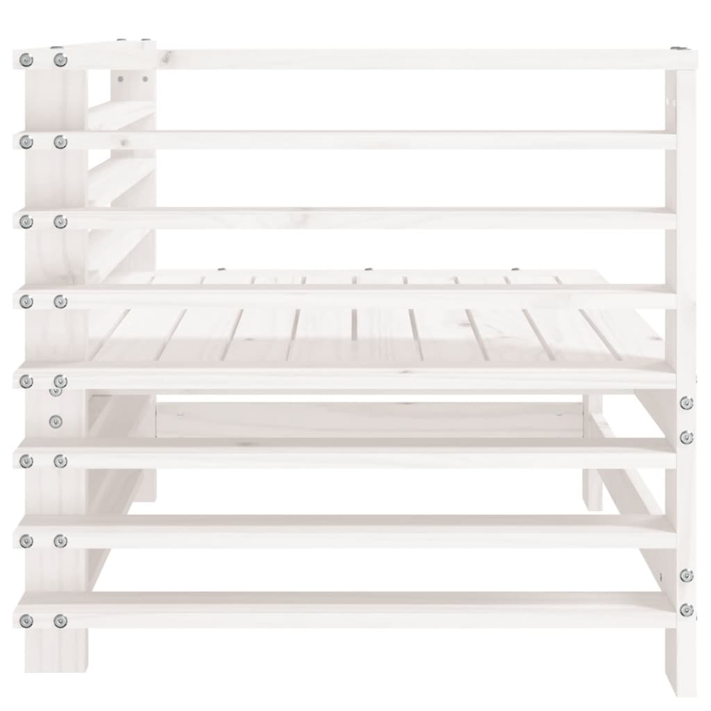 Divano Angolare da Giardino Bianco in Legno Massello di Pino