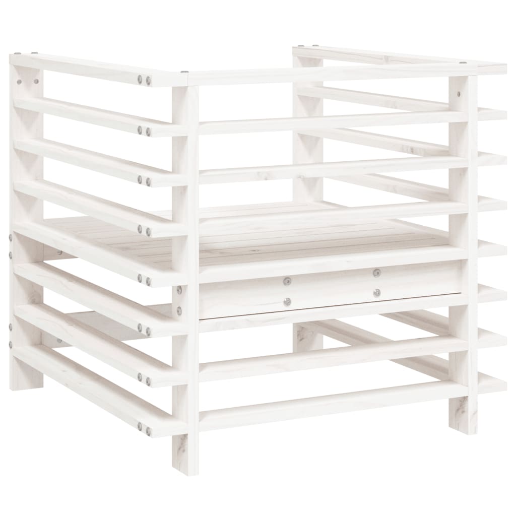 Sedie da Giardino 2 pz Bianche in Legno Massello di Pino | homemem39