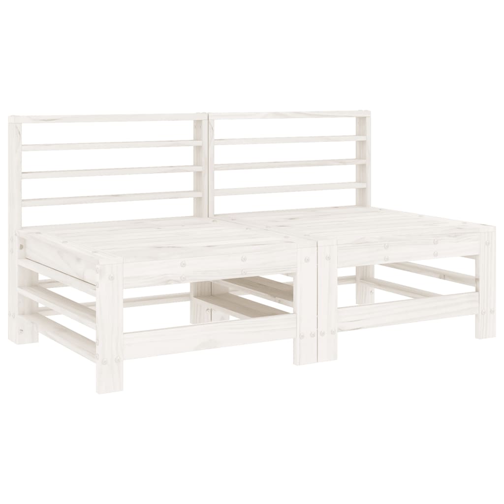 Divani Centrali da Giardino 2 pz Bianchi Legno Massello di Pino | homemem39