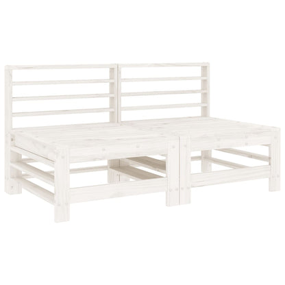 Divani Centrali da Giardino 2 pz Bianchi Legno Massello di Pino | homemem39