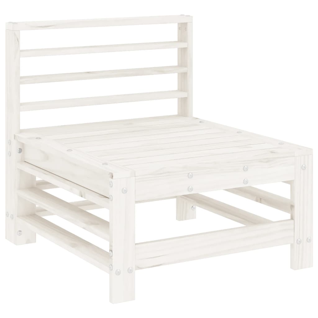 Divani Centrali da Giardino 2 pz Bianchi Legno Massello di Pino | homemem39