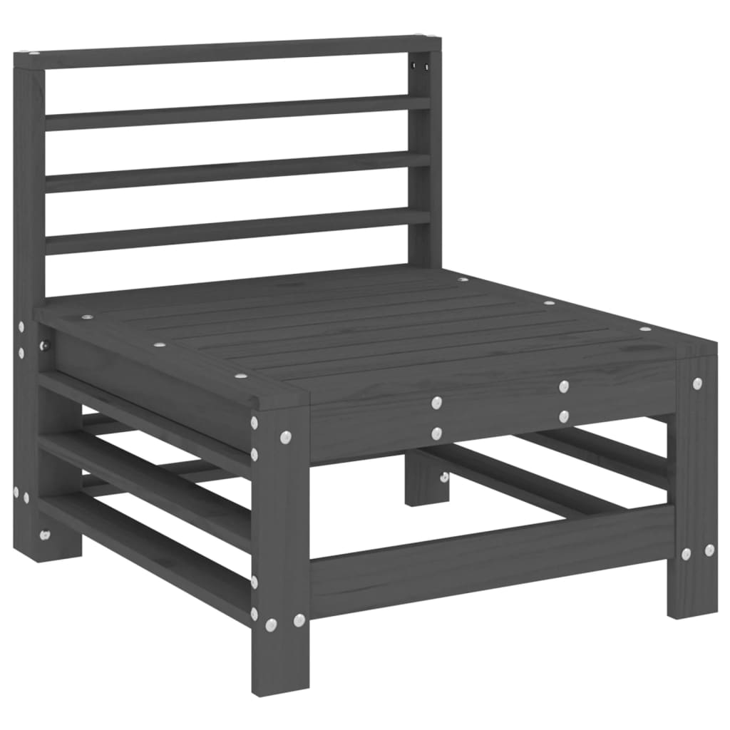Divani Centrali da Giardino 2 pz Grigi Legno Massello di Pino | homemem39