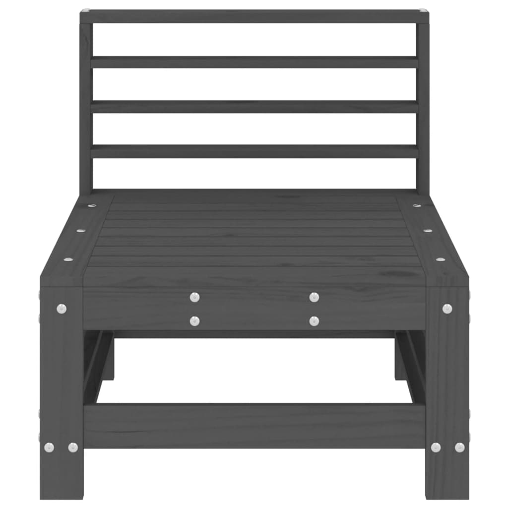 Divani Centrali da Giardino 2 pz Grigi Legno Massello di Pino | homemem39