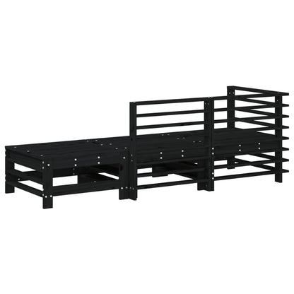Set Salotto da Giardino 3 pz Nero in Legno Massello di Pino - homemem39