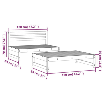 Set Salotto da Giardino 2 pz in Legno Massello di Pino | homemem39