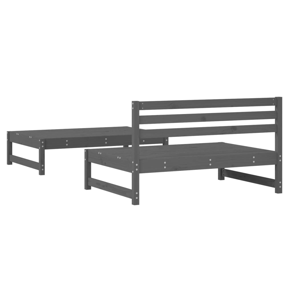 Set Salotto da Giardino 2 pz Grigio in Legno Massello di Pino | homemem39