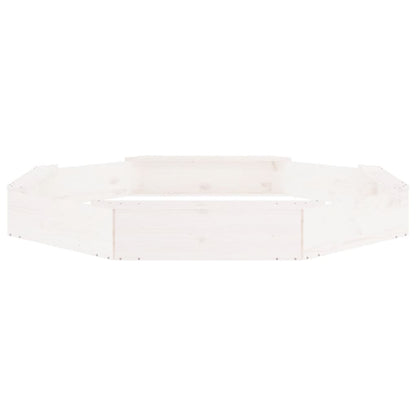 Sabbiera con Sedute Bianca Ottagonale in Legno Massello di Pino - homemem39