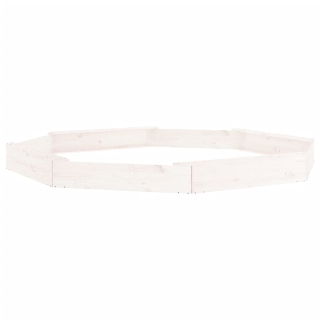 Sabbiera con Sedute Bianca Ottagonale in Legno Massello di Pino - homemem39