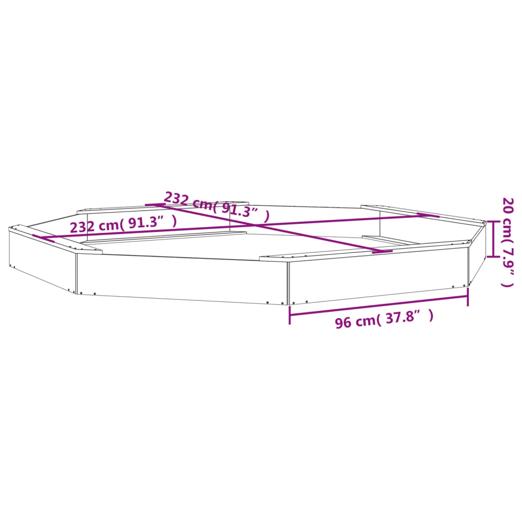 Sabbiera con Sedute Bianca Ottagonale in Legno Massello di Pino - homemem39