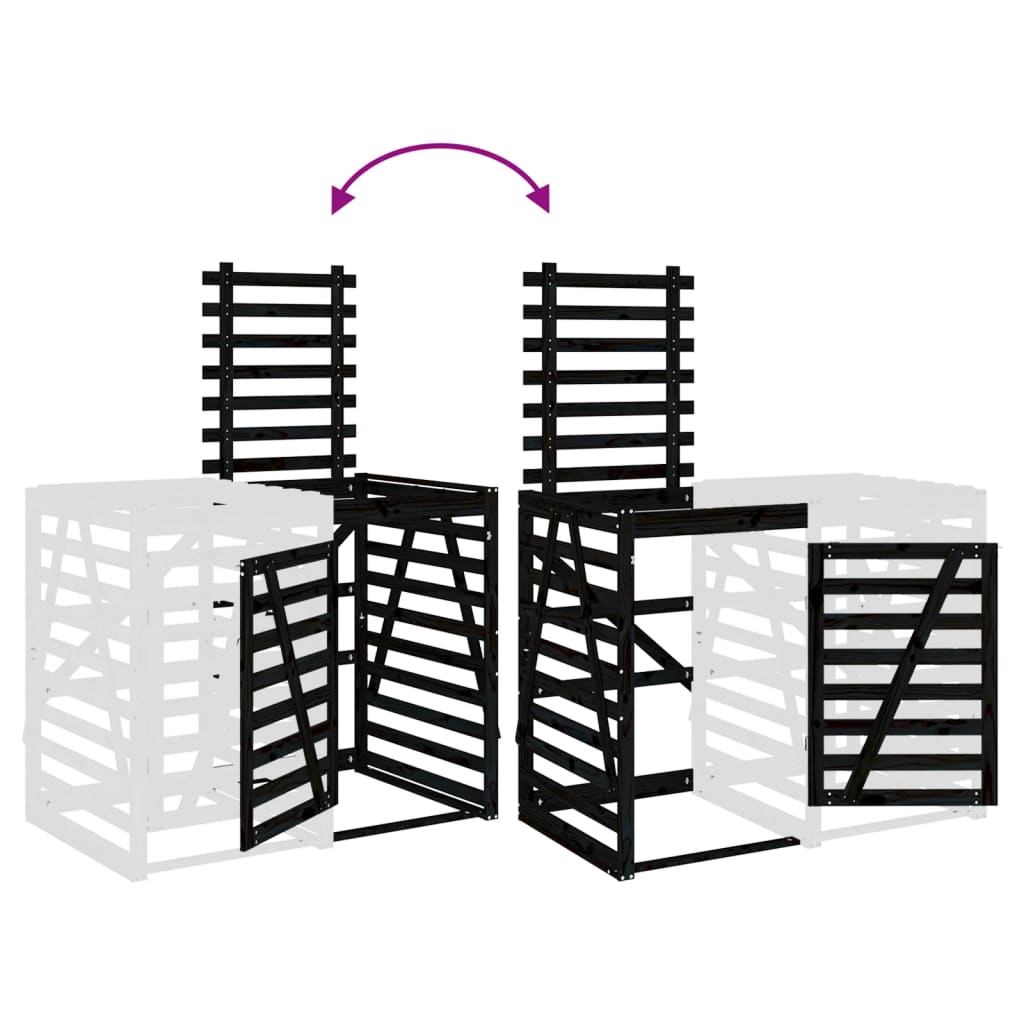 Estensione Copribidone Nero in Legno Massello di Pino - homemem39