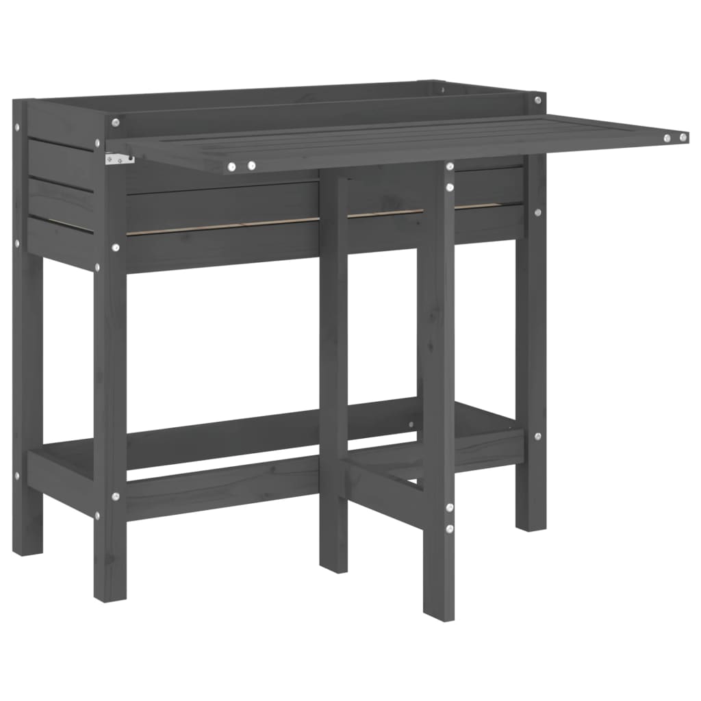 Fioriera Giardino Piano Pieghevole Grigia Legno Massello Pino | homemem39