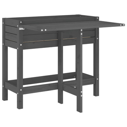 Fioriera Giardino Piano Pieghevole Grigia Legno Massello Pino | homemem39