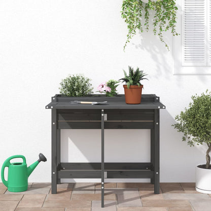 Fioriera Giardino Piano Pieghevole Grigia Legno Massello Pino | homemem39