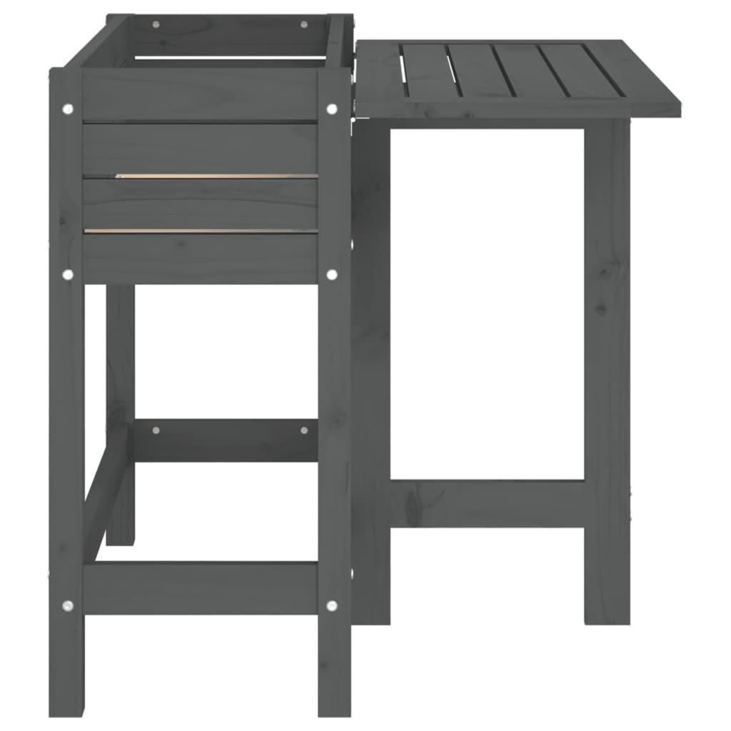 Fioriera Giardino Piano Pieghevole Grigia Legno Massello Pino | homemem39