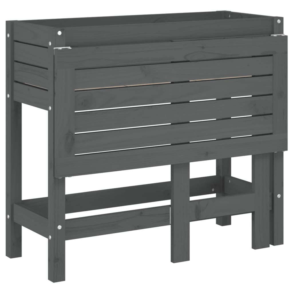 Fioriera Giardino Piano Pieghevole Grigia Legno Massello Pino | homemem39