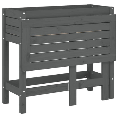 Fioriera Giardino Piano Pieghevole Grigia Legno Massello Pino | homemem39
