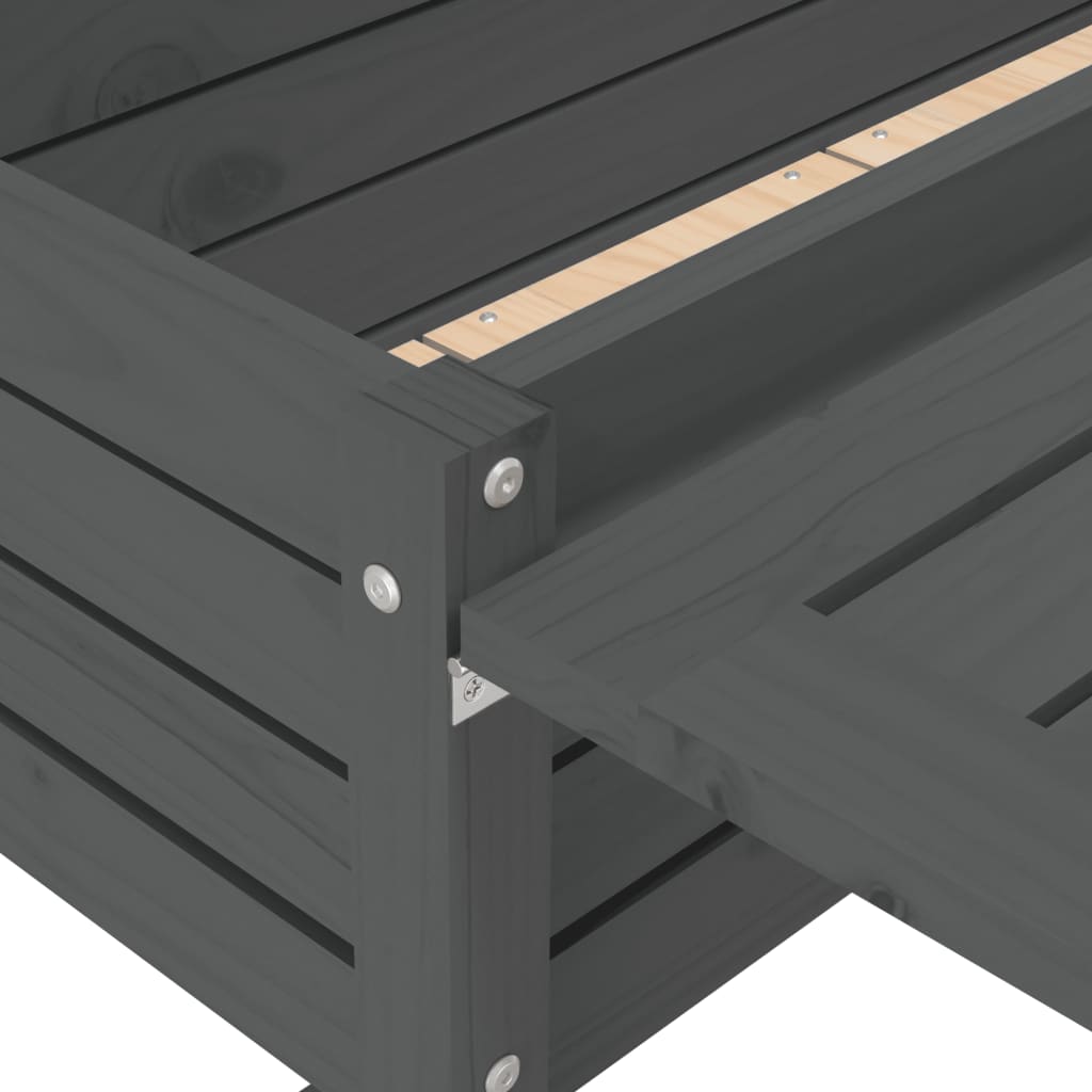 Fioriera Giardino Piano Pieghevole Grigia Legno Massello Pino | homemem39