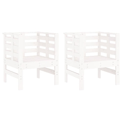 Sedie da Giardino 2pz Bianche 61,5x53x71cm Legno Massello Pino - homemem39