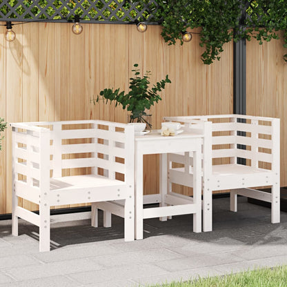 Sedie da Giardino 2pz Bianche 61,5x53x71cm Legno Massello Pino - homemem39
